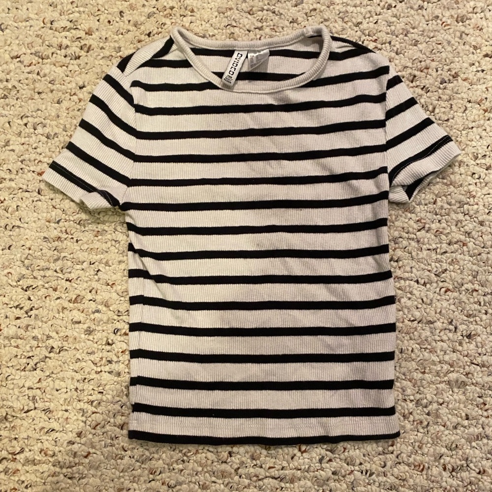 Rubbed Black and White Crop Top